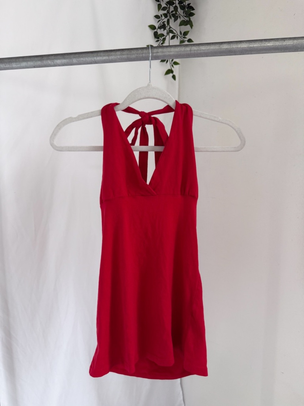 Vintage Red V-Neck Halter Tank Top